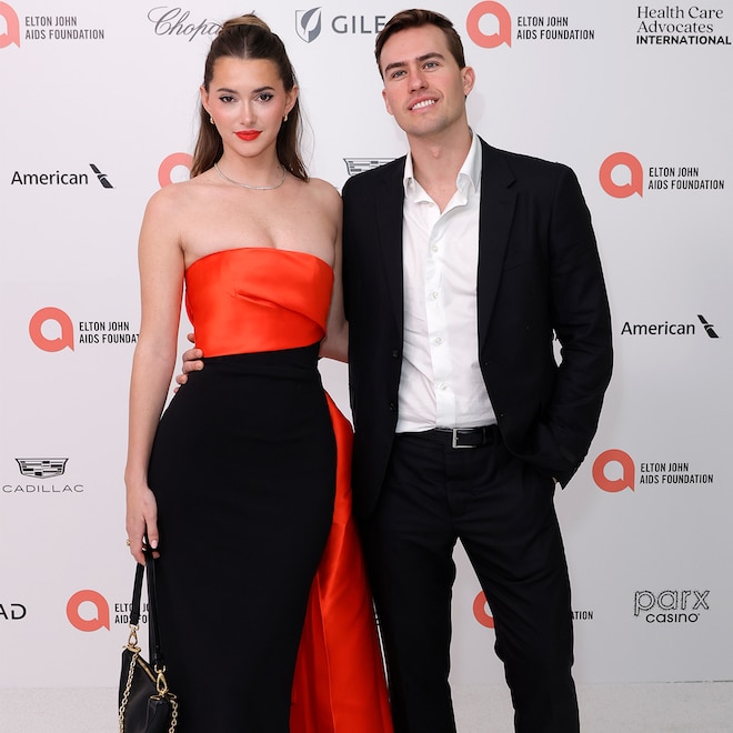 Madeleine White and Andrew Fedyk attends the Elton John AIDS Foundation's 32nd Annual Academy Awards Viewing Party on March 10, 2024 in West Hollywood, California.